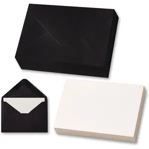50 Sets Black Mini Envelopes with Blank Gift Cards, Business & Note Cards - Wedding Invitation, Graduation, Holiday 4x2.75" Bulk Envelopes for Party Favors & Scrapbooking