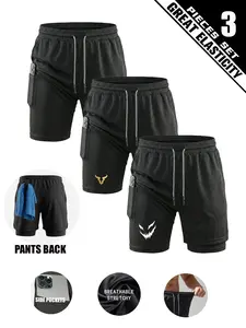Men's Double-Layer Sports Shorts with Inner Pocket for Phone & Earbuds, Towel Pocket on Waist, High Stretch Liner, Breathable, Perfect for Gym, Running, Outdoor Activities & Casual Wear, 2026 New, Athletic Shorts