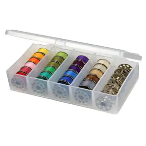 8155AB Sew-Lutions Bobbin Box, Sewing Bobbin Organizer, [1] Plastic Storage Case, Clear