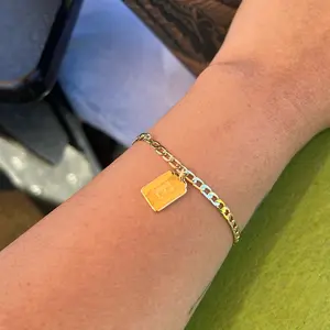 Flat Initial Cuban Bracelet (6.5 inches + 1 inch extender)