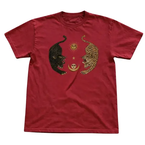 Black Leopard And Gold Leopard Facing Each Other With A Sun And Moon T-Shirt, Y2k Tee, Gifts Shirt, Unisex Vintage Graphic Tees Gothic Grunge Y2k Emo Scene Amity Affliction Style Clothes Men Women Streetwear