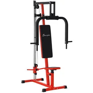 Soozier Delt Machine Home Strength Training Equipment - Chest Fly & Press Station for Back, Pectoral, Rear Deltoid and Shoulder Workouts, Red