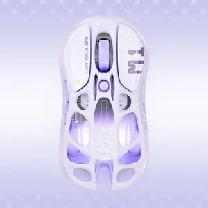 GravaStar Mercury M1 Pro Gaming Mouse Lavender Purple, Lightweight Magnesium Alloy, 26,000 DPI, PAW3395DM Sensor, 5 Programmable Buttons, Support Wired/2.4GHz/BT, Up to 200 Hours Battery Life