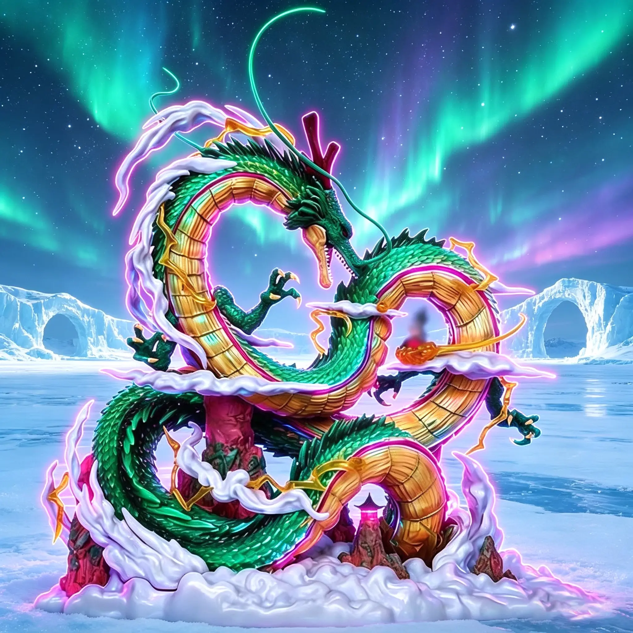 DBZ Height 24cm Dragon Action Figure with Base, Mythic Dragon Statue Collectible Toy, Detailed Green Dragon Figurine for Kids and Collectors,Suitable for Halloween and Christmas Gift Giving.