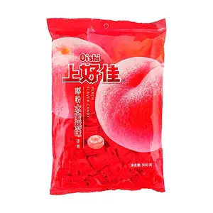 OISHI Peach Hard Candy 500g - Sweet Fruity Snack, Bulk Pack