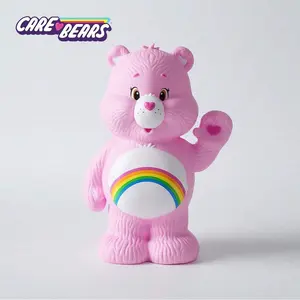 L-1PC Care Bears Officially Licensed Pink Cute Cheer Bear Piggy Bank Money Saving Box Coin Bank PVC Kawaii Large Capacity Bear Money Jar Anime Character Models Cute Cartoon Interior Decoration Birthday New Year Gift Party Gifts for Friends Mom Girlfriend