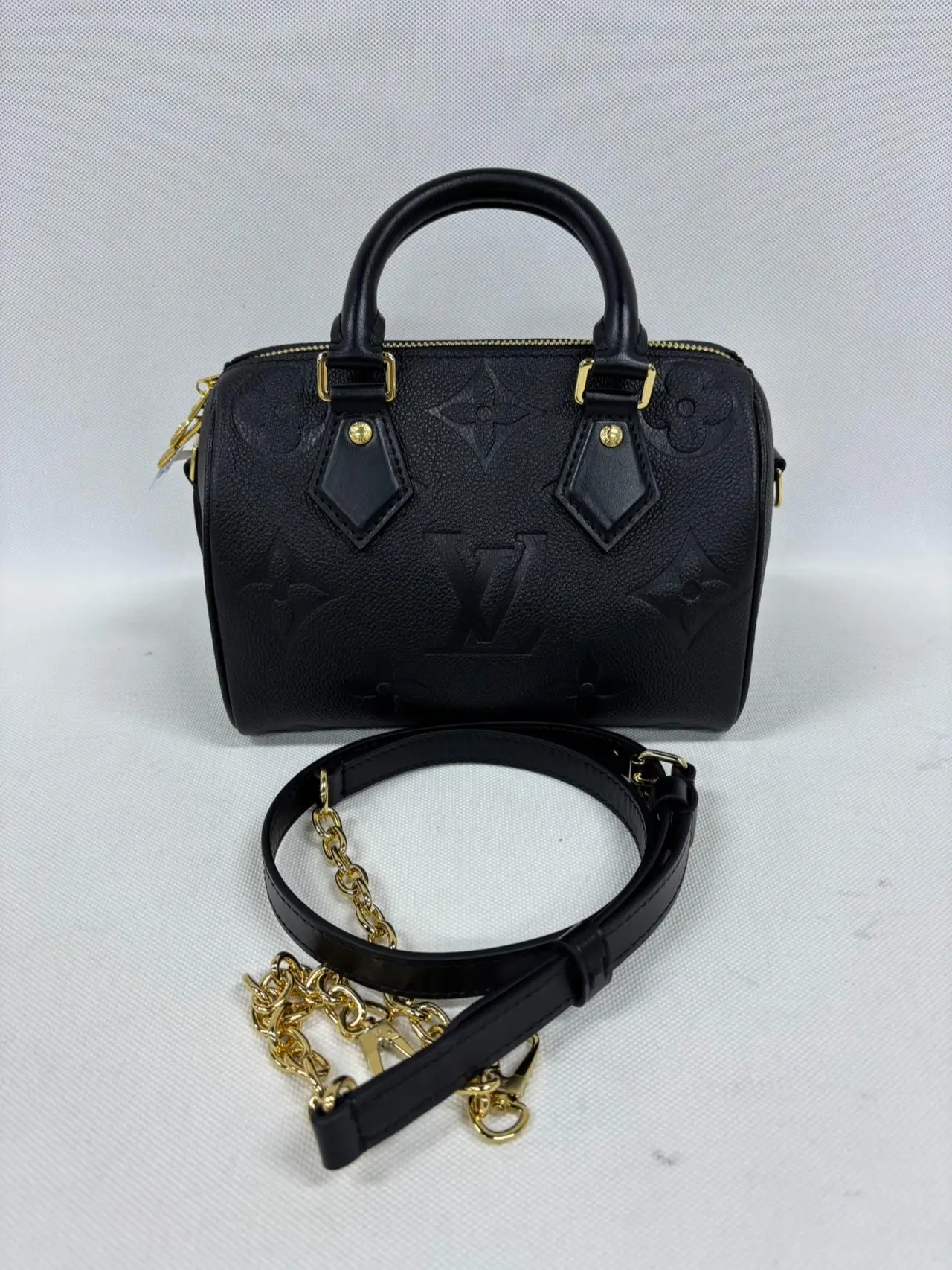 Pre-owned Louis Vuitton coated canvas handle bag LV Speedy 20 black leather【Senza 1】