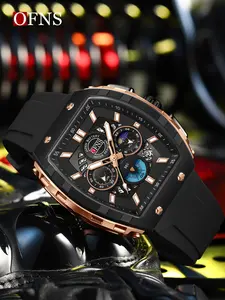OFNS best-selling quartz waterproof watch, Multifunctional watch, multifunction chronograph with three sub-dials and six hands, quartz calendar watch for business men, Quartz Analog Watch