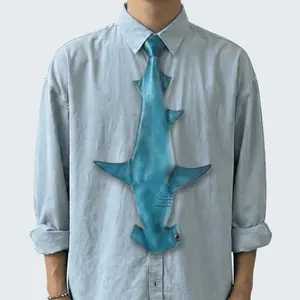 MUS419 3D Shark Tie for Men Funny Ocean Themed Novelty Necktie Unique Party & Gag Gift