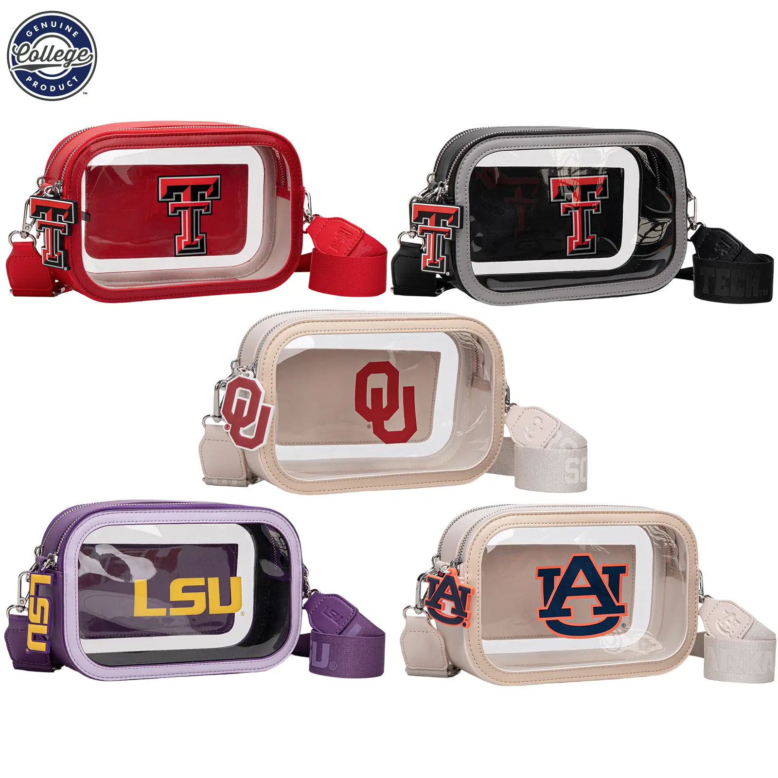 NCAA Clear Bag for Stadium Events - Stadium Approved Crossbody Bag, Clear Stadium Bag for Concerts & Sports Events,Suitable for School, Travelling and Daily Use, 016