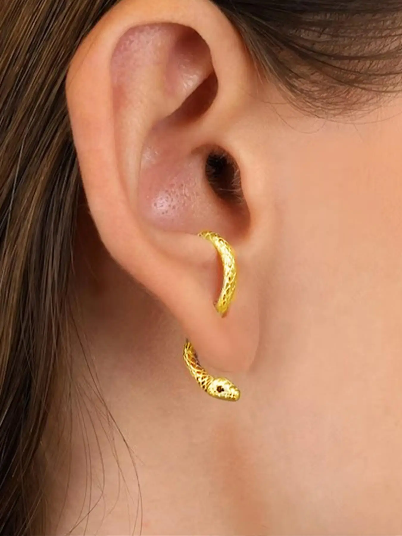 925 Sterling Silver Cute Snake Design Earrings, Fashionable Earrings for Women & Girls, Trendy All-match & Exquisite stud earring jewelry for Birthday