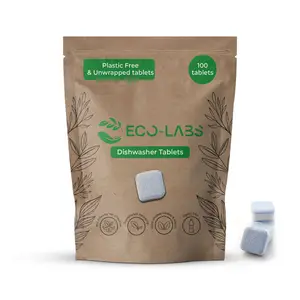 Dishwashing Tablets Detergent | All-in-one Formula Plastic Free Dishwasher Detergent Tablets | 100 Tablets (4 Month Supply) | Non plastic - Non wrapped - Eco Friendly Tablets