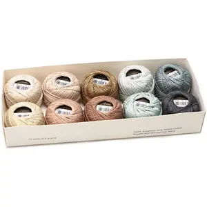 Size 8 Double Mercerized Egyptian Long Staple Cotton Pearl Thread Ball 5 Grams Rainbow Color Embroidery Thread 10 Colors per Box for Crochet Hardanger Cross Stitch Hand Embroidery (Set K)