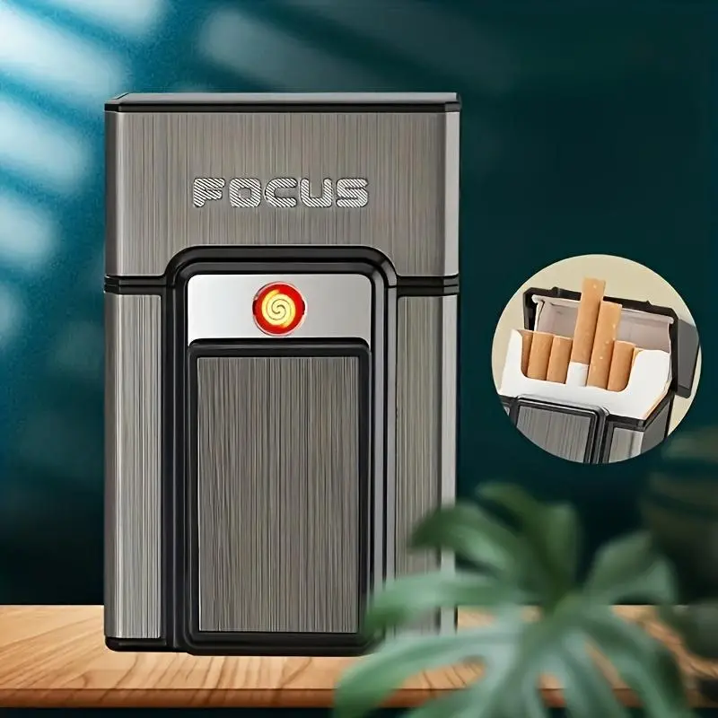 Aluminum alloy sliding lighter, waterproof and pressure-resistant case and stand, outdoor windproof lighter, rechargeable lighter, suitable for men's daily use.