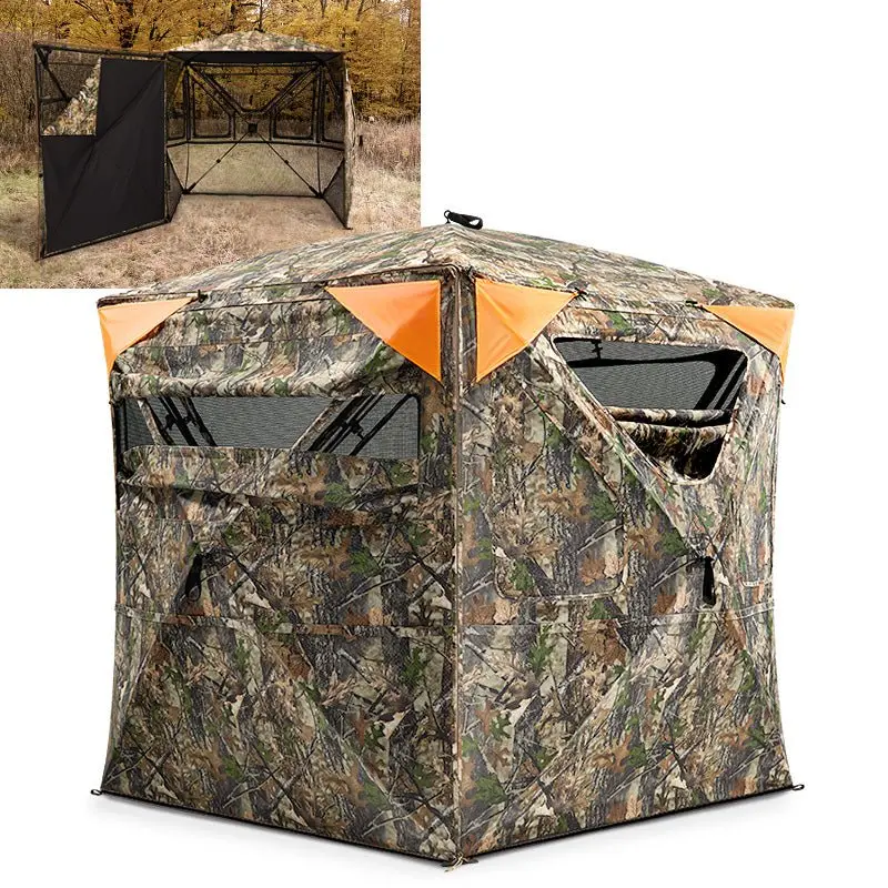 Tidewe Vis360 See Through Ground Blind Swing Door | 360° Camouflage Pop Up Hunting Blind for 2/3 Person | Portable Deer Blind with Orange Cover #Dealsforyoudays
