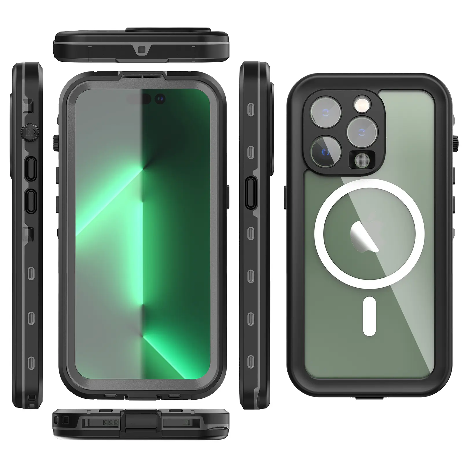 [KQ]Shellbox-Waterproof And Dustproof Case For IPhone Magnetic Charging Diving Underwater 360 Full Cover IP68 17 16 15 14 13 ProMax Plus