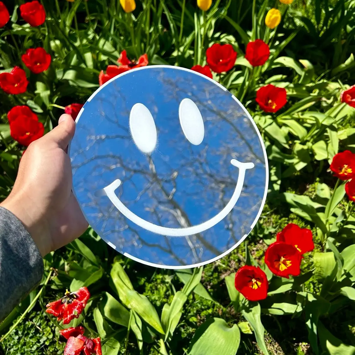 Smiley Face Round Mirror - 10 Inches