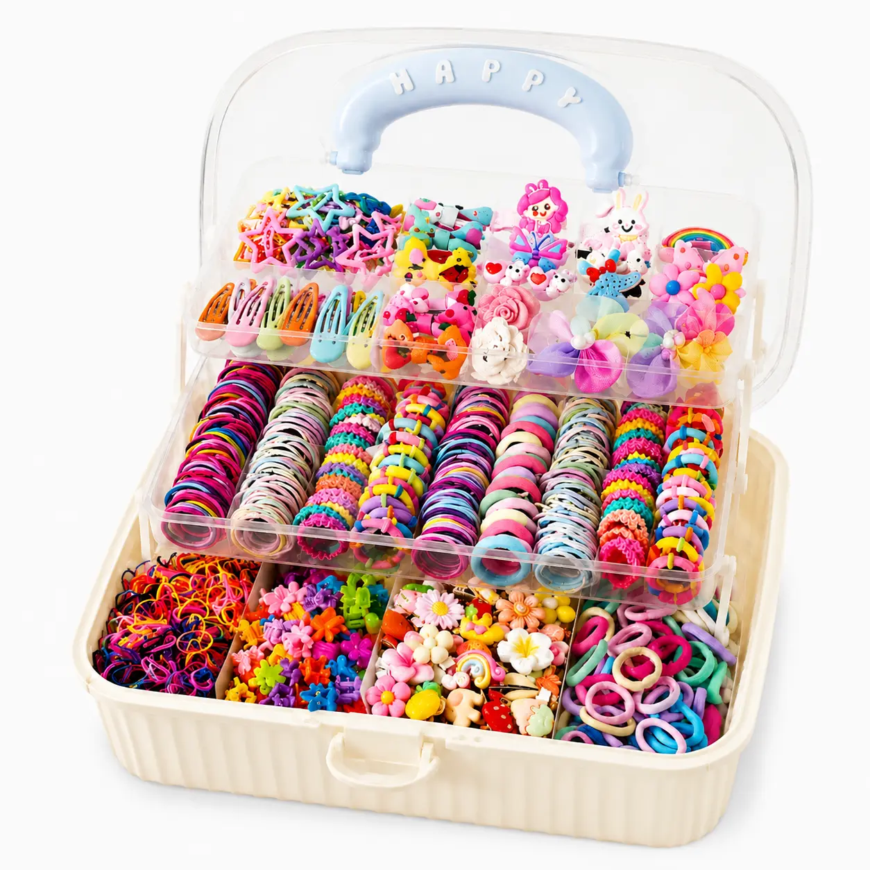 718pcs Dopamine Girls' Hair Accessories Set - Princess Bowknot Clips, Flower Barrettes, High-Elastic Non-Damaging Ties, Durable Mini Bands, Ideal for Daily Wear & Gifting