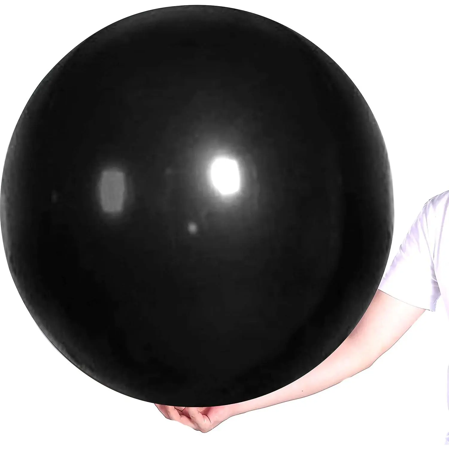 Large Black Balloons 36 Inches 4 Pack Giant Jumbo Big Thicken Round Chrome Metallic Balloon for Birthday Party Decorations
