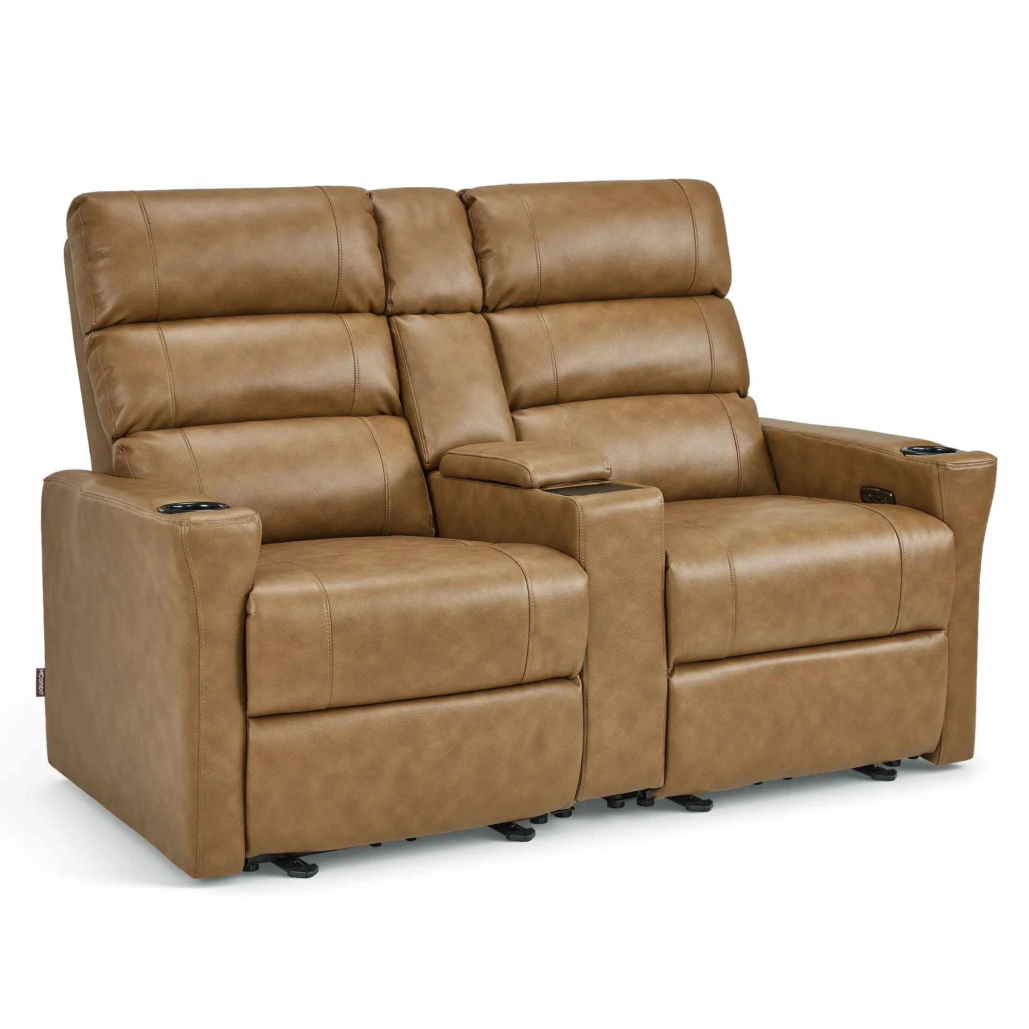 62.6" Power Reclining Space Saving RV Wall Hugger Loveseat with Console, Faux Leather Recliner Sofa, PR781, Faux Leather Sofa, Power Reclining Sofas