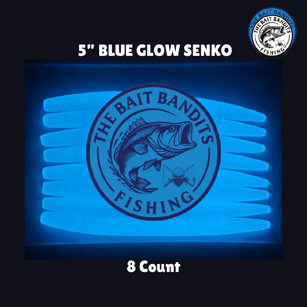Blue Glow Senko – 5” (8ct) (Glow in dark fishing lures)