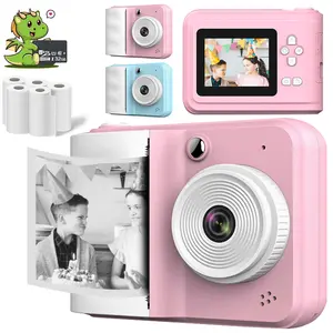 Kids instant print camera suitable for boys and girls aged 3-12, a 1080P HD digital video camera with print paper and a 32GB card, a toddler portable travel toy camera, perfect for Christmas birthday gifts.