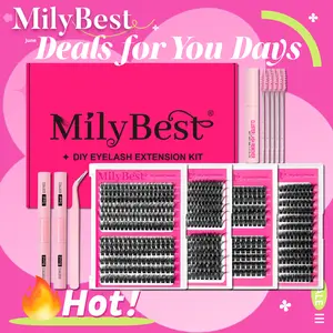 MilyBest 4 Styles Lash Clusters Kit,1 Set Mixed Length Individval Eyelash Extensions Kit,Self Grafting False Eyelashes with Tweezers&Glue&Remover,Prefessional Eye Makeup Accessories for Women