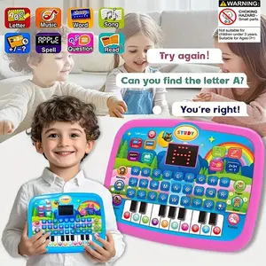 Early Education Tablet with LED Screen, Teach Letters Numbers Words Music Math, Interactive Electronic Toy for Boys Girls, Halloween Christmas Gift