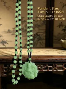 Stone Lotus Pendant Ethnic Style Charm, Unisex Jewelry Accessory, Traditional Design, Dangling Charms Necklace, Charm Necklaces, Perfect Birthday Gift Jewelry for Men and Women