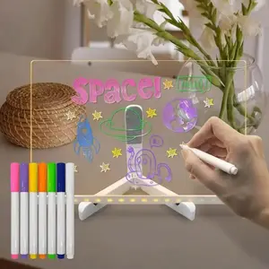 USB Plug and Play LED Acrylic Light Board, DIY Luminous Message Board with Erasable Pen, Decorative Night Light for Home Office