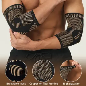 2pcs Copper Fiber Elbow Brace for Men & Women, Arm Elbow Support Breathable Compression Sleeves Elbow Wraps for Tennis, Golfer, Warmth, Weightlifting, Fitness, Workout