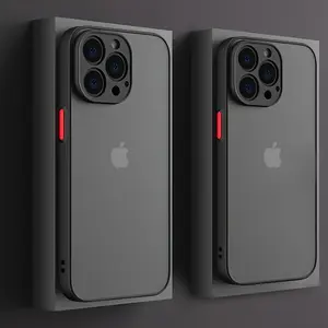Luxury Shockproof Armor Matte Phone Case, For IPhone15,15Plus,15Pro,15ProMax,14,14Plus,14Pro,14ProMax,13,13Mini,13Pro,13ProMax,12,12Mini,12Pro,12ProMax,11,11Pro,11Pro Max Air,17 Pro MAX, Translucent Hard PC Cover