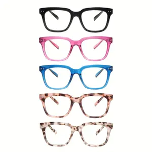 5 Pack Blue Light Blocking Reading Glasses for Women Adjustable Spring Hinge Lightweight Frame Computer Readers Daily Comfortable Design Anti Blue Light Readers Classic Rectangular Frame