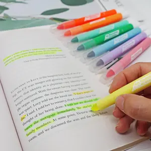 Gel Highlighter Pen, 8 Counts Assorted Color No Bleed Through Quick Dry Highlighter Set, Highlighter Pen for Journaling, Study, Writing Stationery, Office Stationery