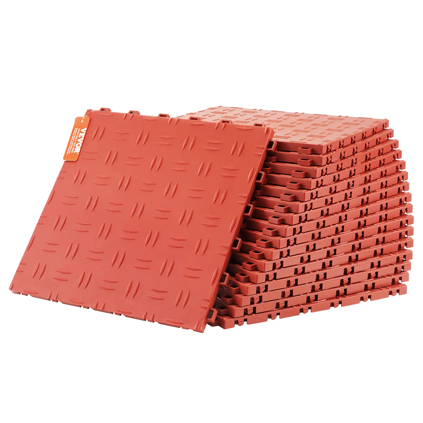 【Summerfinds】VEVOR Garage Tiles Interlocking 12 x 12 x 0.53 inch 25 Pack Garage Floor Covering TilesNon-Slip Double-Sided Texture Garage Flooring Tilesfor GaragesBasementsRepair ShopsRed