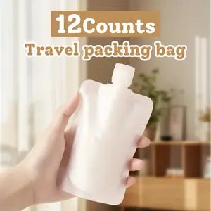 12 Counts Reusable Plastic Pouches, Clear Liquid Storage Pouches for Beverages and Snacks
