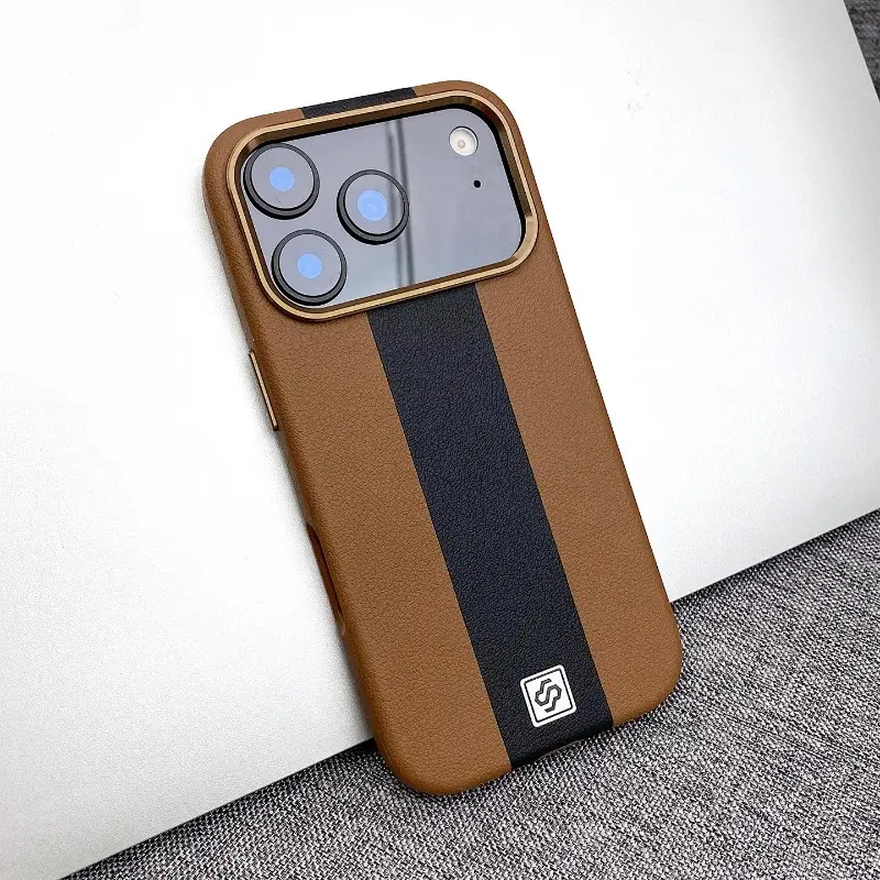 HOCE Splicing Leather Magnetic Case For iPhone 17 Air 16 15 14 13 Pro Max For Magsafe Wireless Charging Shockproof Hard Cover