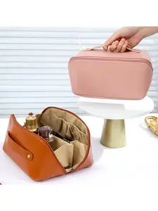 Large Capacity Makeup Bag, Fashionable Portable Handbag, PU Leather Cosmetic Organizer, Zipper Travel Storage, Gift for Girls