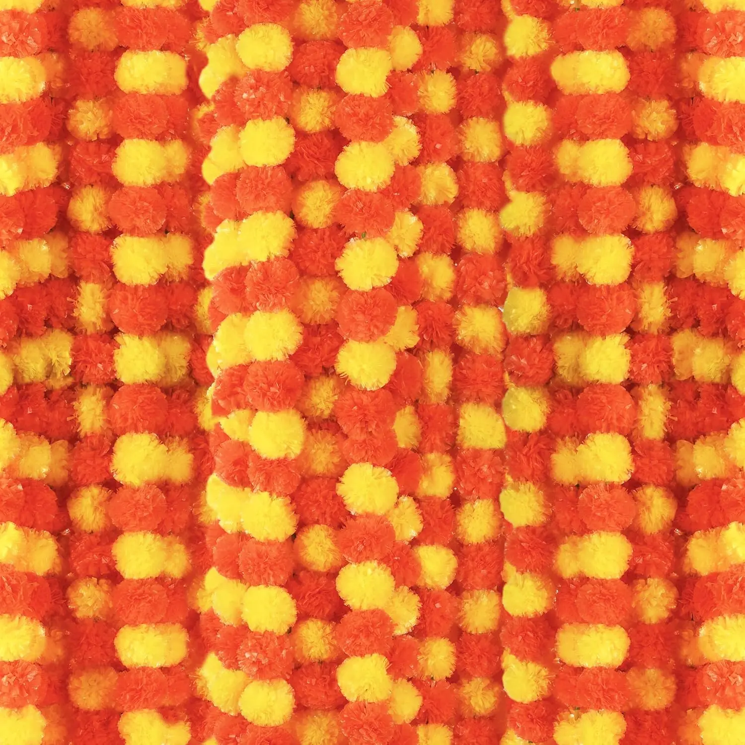 6 Pcs - 5 Feet Marigold Garland Indian American Wedding Party Mantle Decoration, Dia de Los Muertos Faux Garlands Diwali Decoration, Spring Bush Floral Dark
