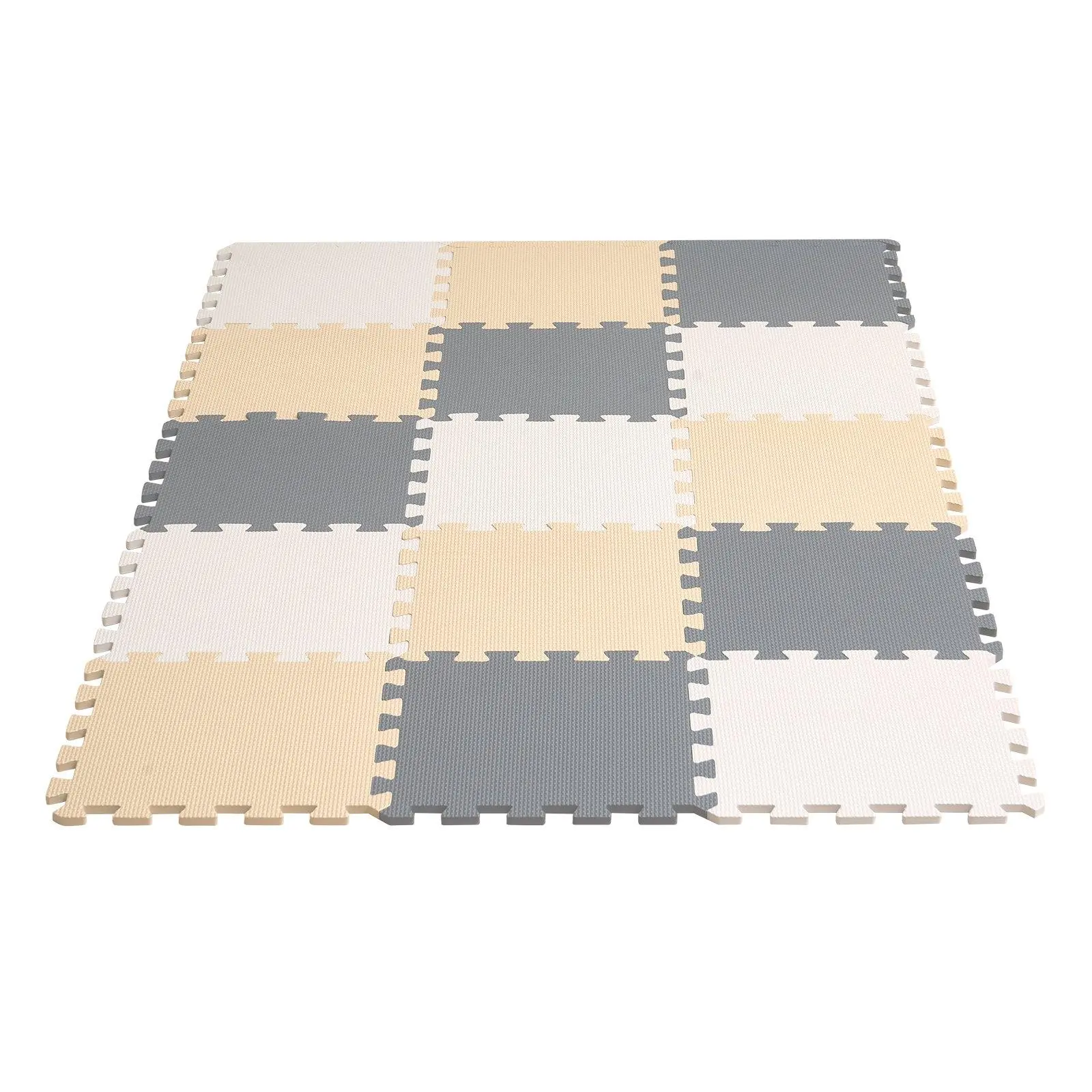 VEVOR Kids Interlocking EVA Foam Puzzle Floor Playmat, 0.4 in Thick, 16 Pcs Soft Durable Indoor Tiles, Easy to Assemble, High-Tensile Rubber Core