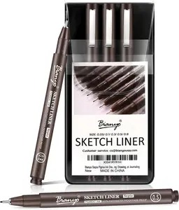 Bianyo Sepia Tone Art Pen Set 5 Assorted Tips Warm Pigment Ink Sketch Liner for Vintage Sketching Nature Illustrations & Elegant Calligraphy Water Resistant Archival Quality stationery  supplies