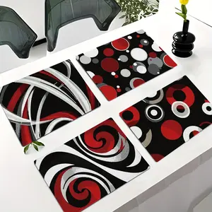 4pcs Diamond Painting Placemat Set 11.81x7.87in Heat-resistant Anti-slip Table Pads for Family Gatherings Indoor Dining Kitchens Parties Camping Holiday Decorations Stylish Leather