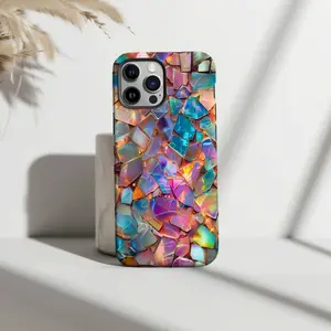 Iridescent Abalone Shell Mosaic Case for IP Phone 16, 15, 14, 13, 12, 11 Pro Max, Plus, Mini, X, XR, XS, 8, 7, SE - Holographic Mermaidcore Aesthetic Phone Cover