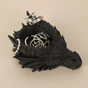 Gothic Dragon Head Jewelry Storage Tray, Dark Style Desktop Decor, Ring Necklace Display Plate, Practical Desk Organizer, Cool Decoration, Jewelry Storage Unit, Desktop Storage Box, Decorative