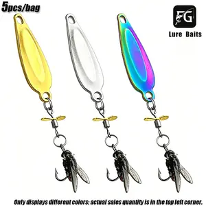 5Pcs Spoon Lures with Propeller & Fly Hooks, Metal Spinner Baits, Topwater Lure, High-Reflective Fishing Spoons for Bass, Trout, Salmon - Freshwater & Saltwater Fishing Tackle