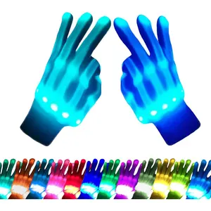 X-HBL11  Kids Toys 12 Colors LED Gloves Cool Toys Gifts for Age 5-7 8-12 Years Old Boys Girls Halloween Costumes Light Up Gloves Stocking Stuffers Kids Christmas Birthday Parties Gifts (1 Pair M)