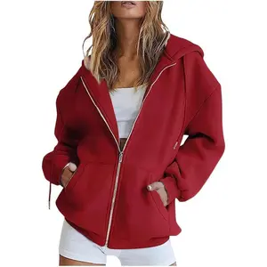 Zip Up Hoodie Women Zip Up Lightweight Sweatshirts Long Sleeve Loose Fit Workout Plain Hoodies Fall Fashion 2025