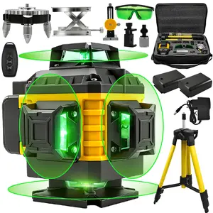 12-Line Green Laser Level 3x360° Self-Leveling Remote Control Dual Batteries Full Accessories for Tile Cabinet Home Improvement