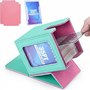 Card Deck Box with Commander Display Window, Holds 100+ Double-Sleeved Cards, Trading Card Storage Case for TCG, PTCG, and Sports Cards, Includes 2 Dividers and 1 Top Loader (Turquoise)