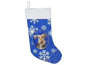 Carolines Treasures CK3896CS Airedale Terrier Winter Snowflakes Christmas Stocking